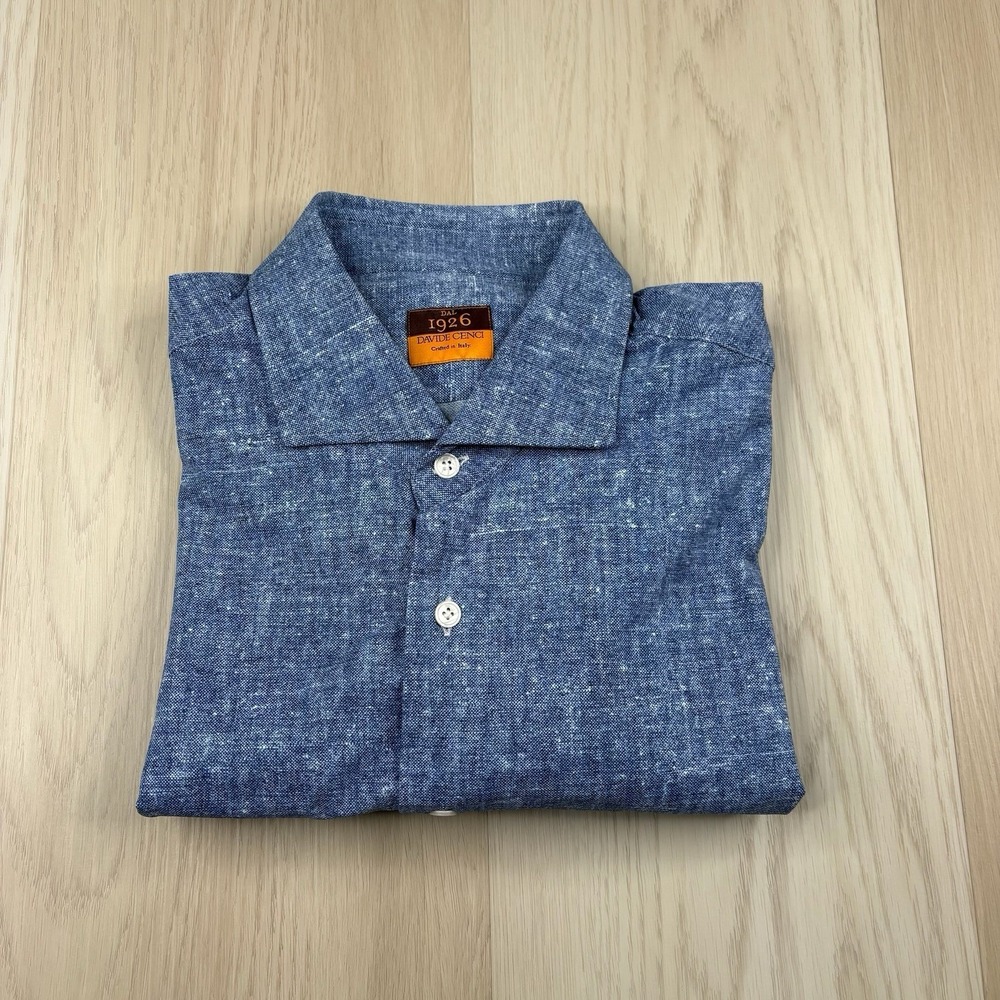 Davide Cenci DAL 1926 Mens Button Front Collared Shirt Long Sleeve Size 44 17.5